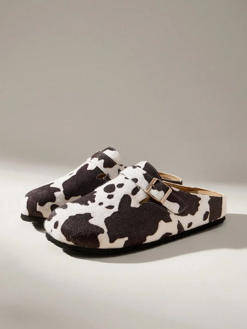 Brown Casual Women's Cow Print Flat Loafers Shoes